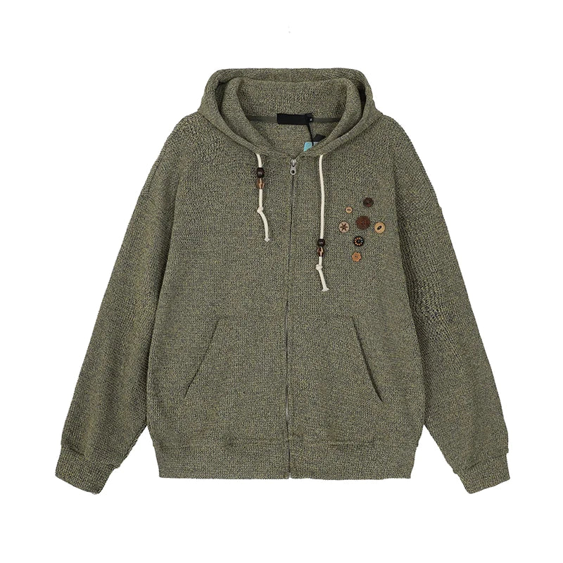 Zip-Front Knitted Hoodie - chiclara