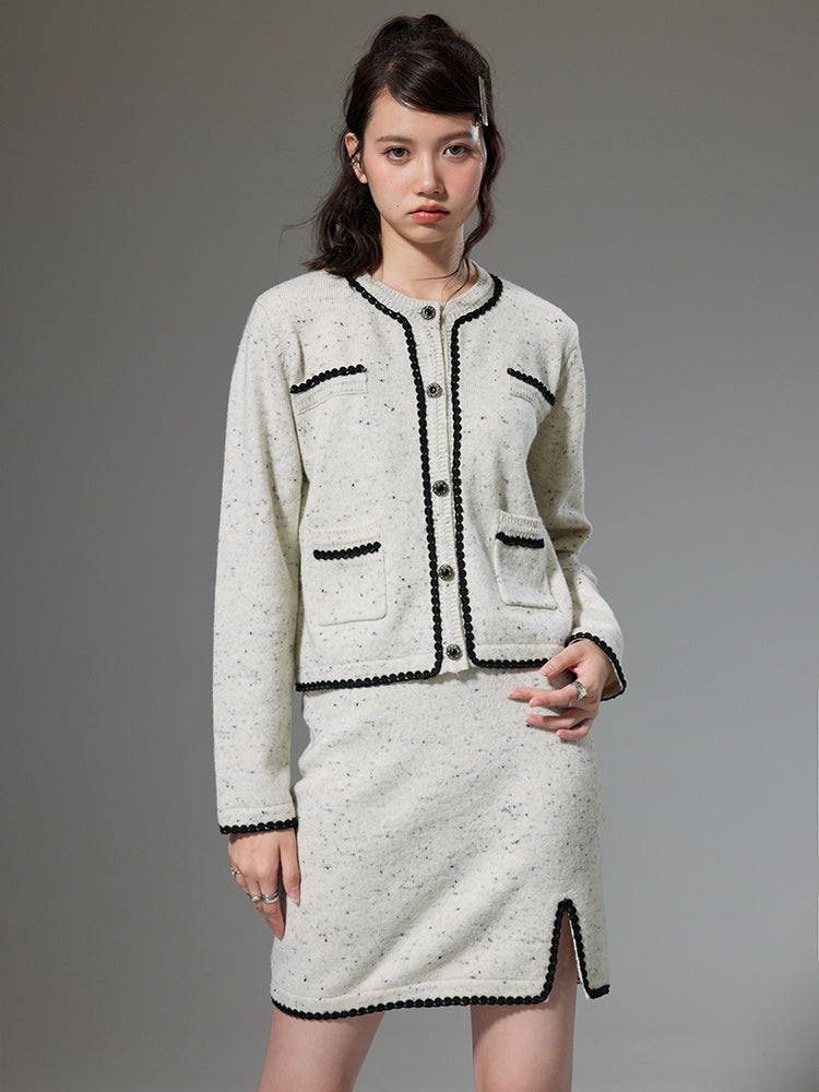 Knitted Fragrance Cardigan Jacket & Skirt - chiclara