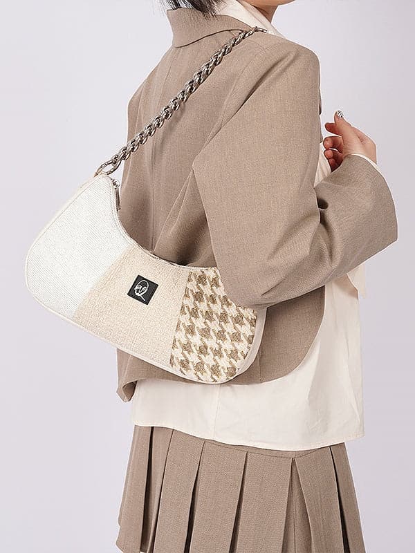 Contrast Stitching One-Shoulder Bag - Y2K Edition - chiclara