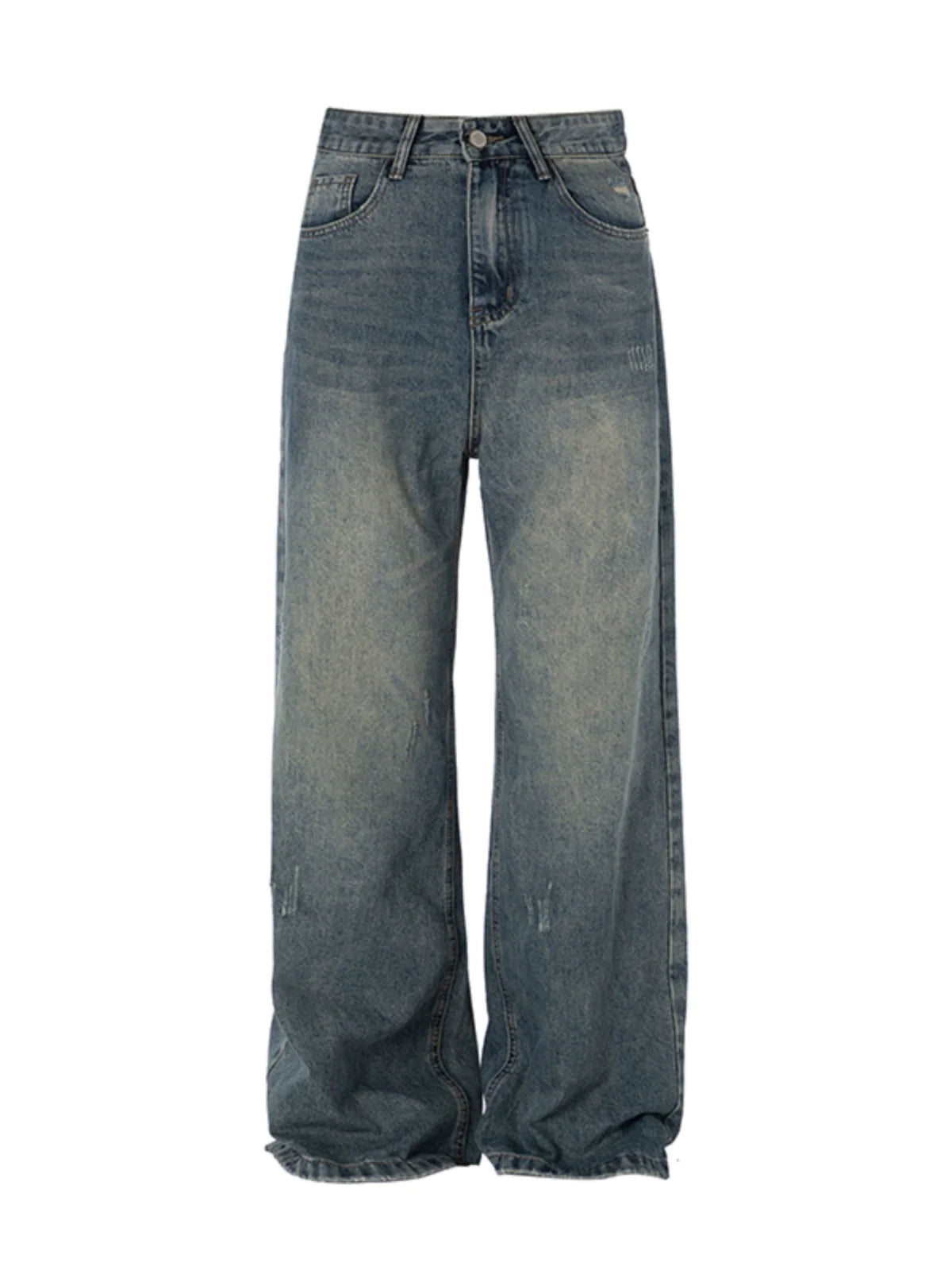 Distressed Straight-Cut Jeans - chiclara