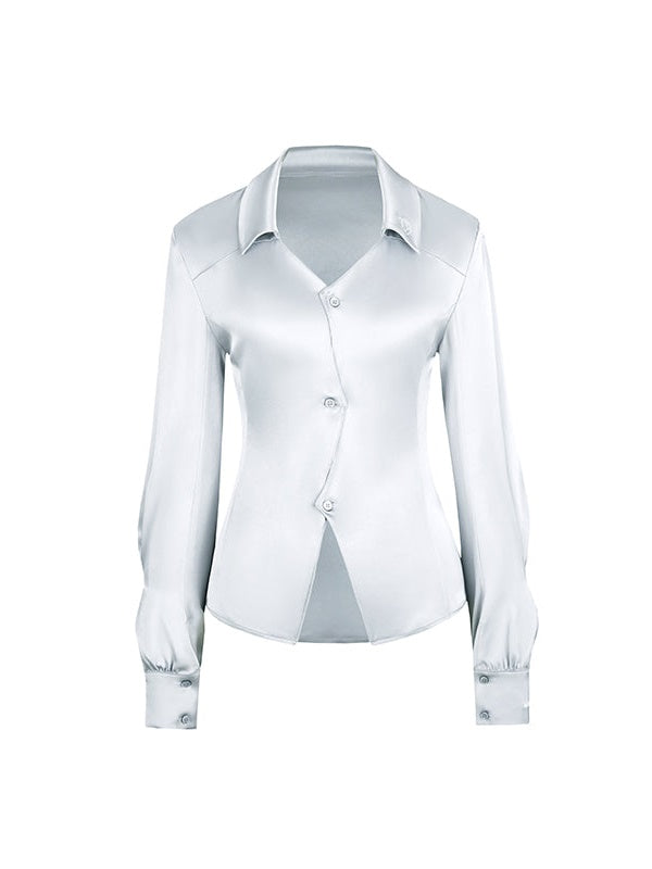 Glossy Tight Long-Sleeved Shirt - chiclara