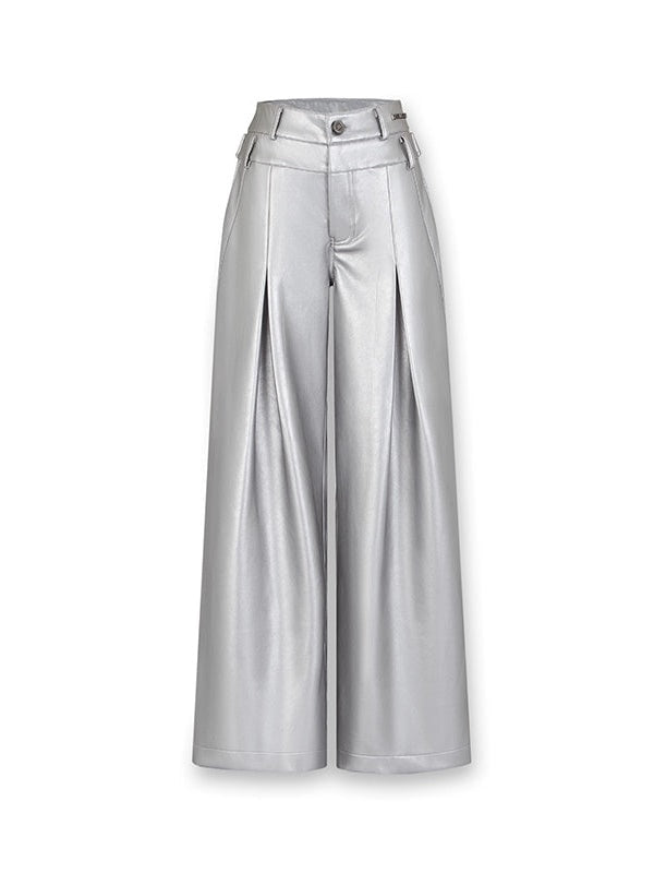 Pu Leather Loose Wide-Leg Casual Pants - chiclara