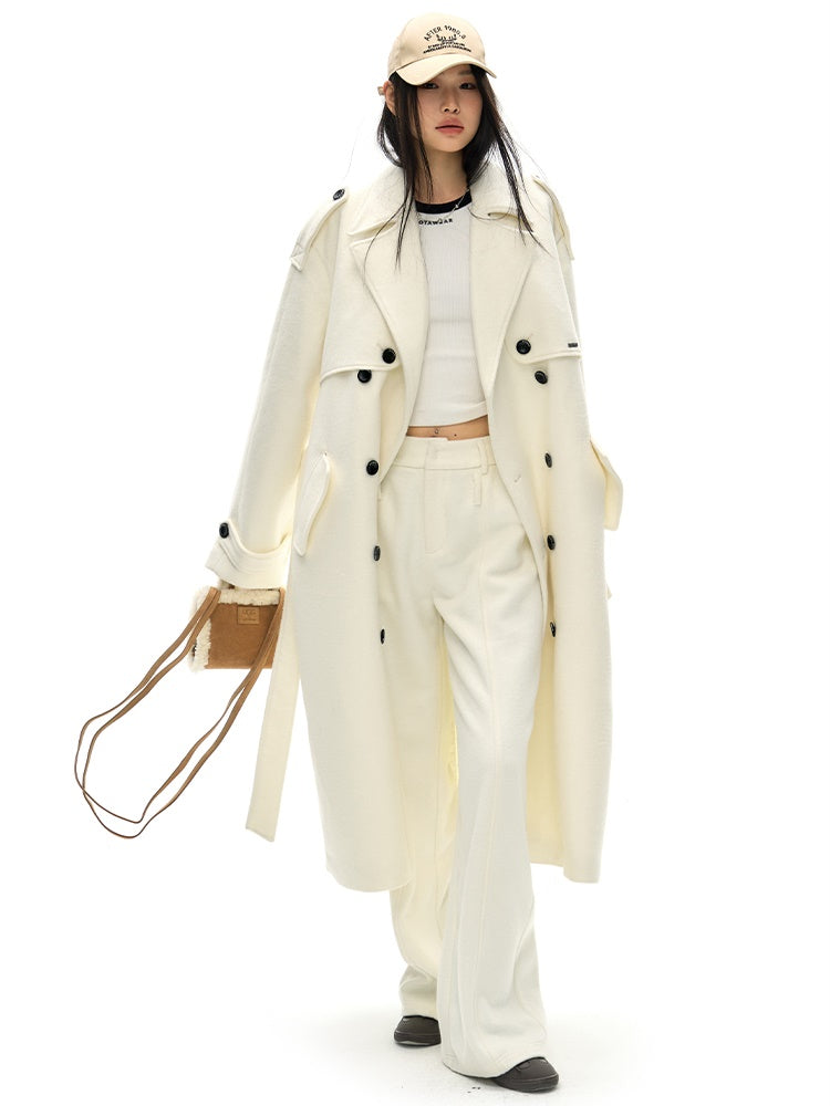 Trench Design Double-Breasted Long Coat - chiclara