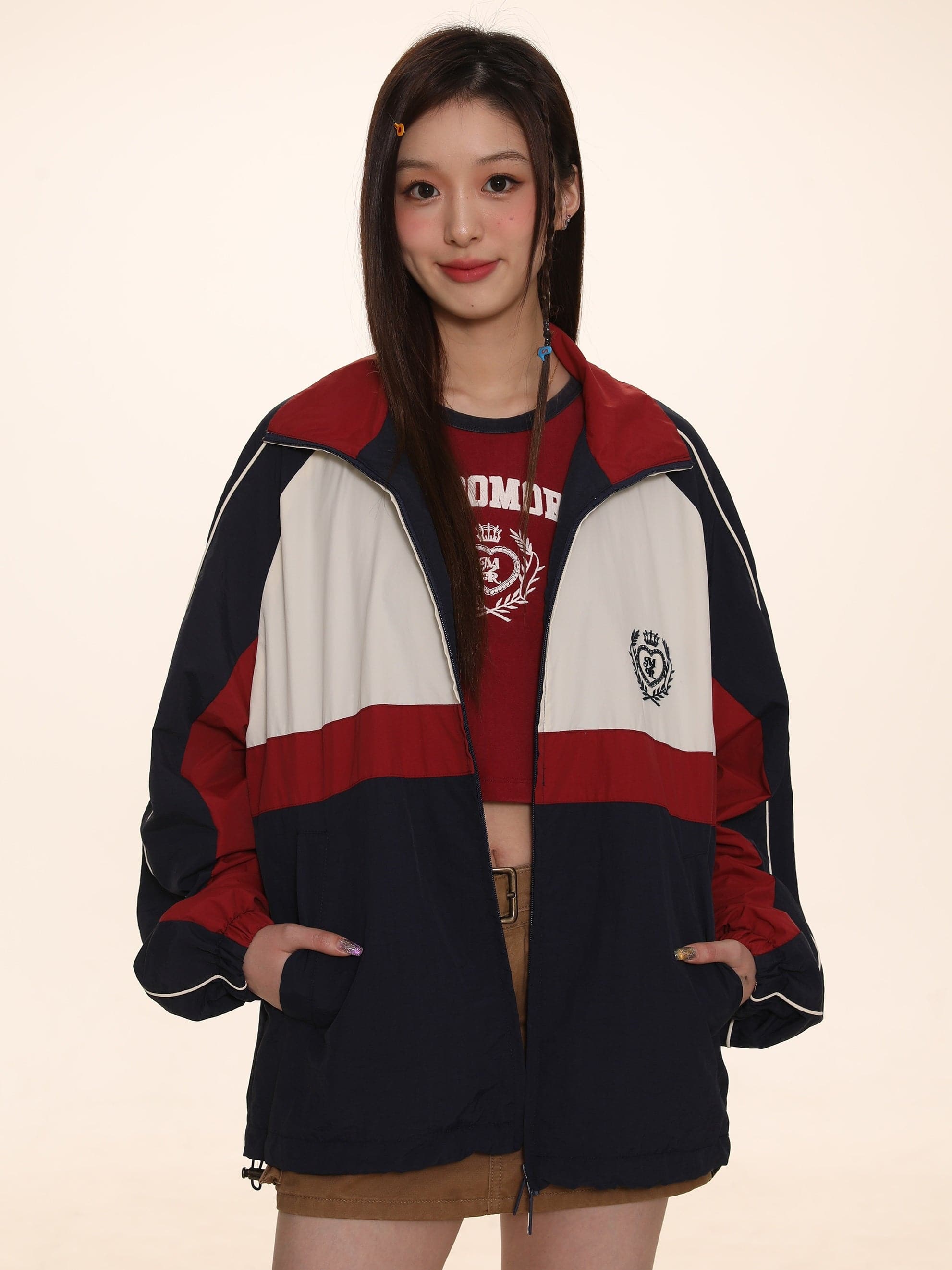 Collegiate Embroidered Sports Jacket - chiclara