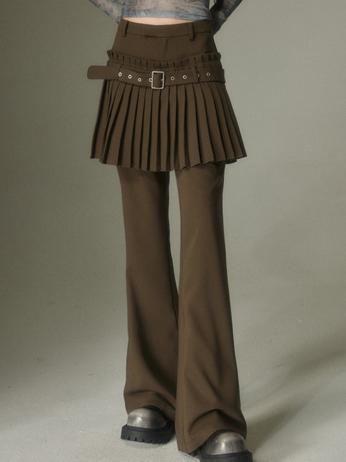 Micro-Flared Pants With Illusion Of Two Pieces - chiclara