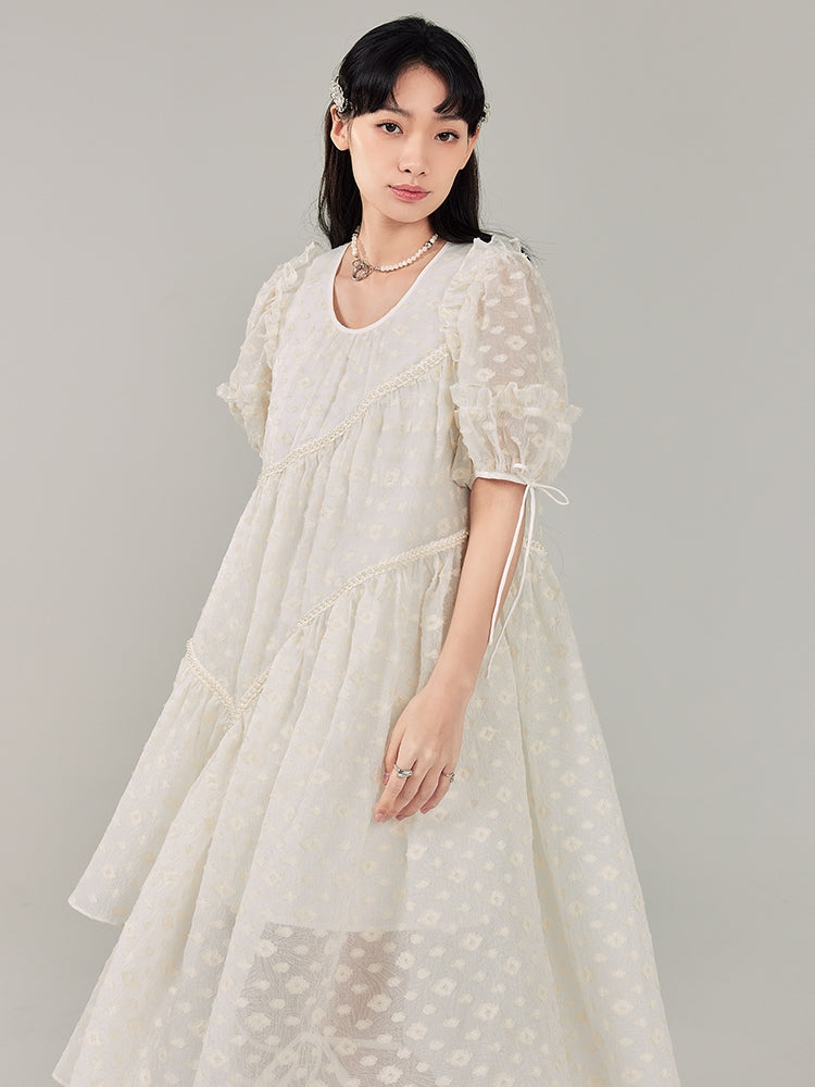 Irregular Jacquard Fairy Dress - chiclara