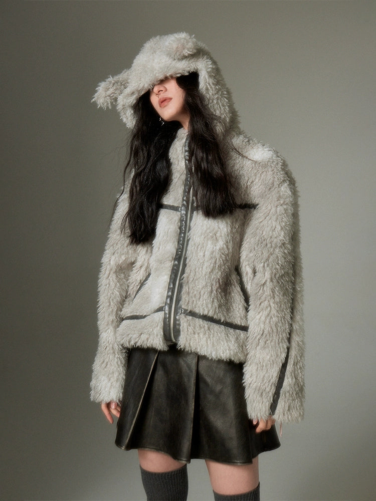 Sustainable Rabbit-Eared Fur Coat - chiclara