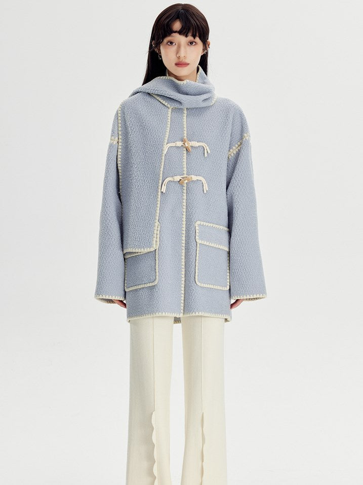 Embroidered Lamb Wool Shell Coat - chiclara