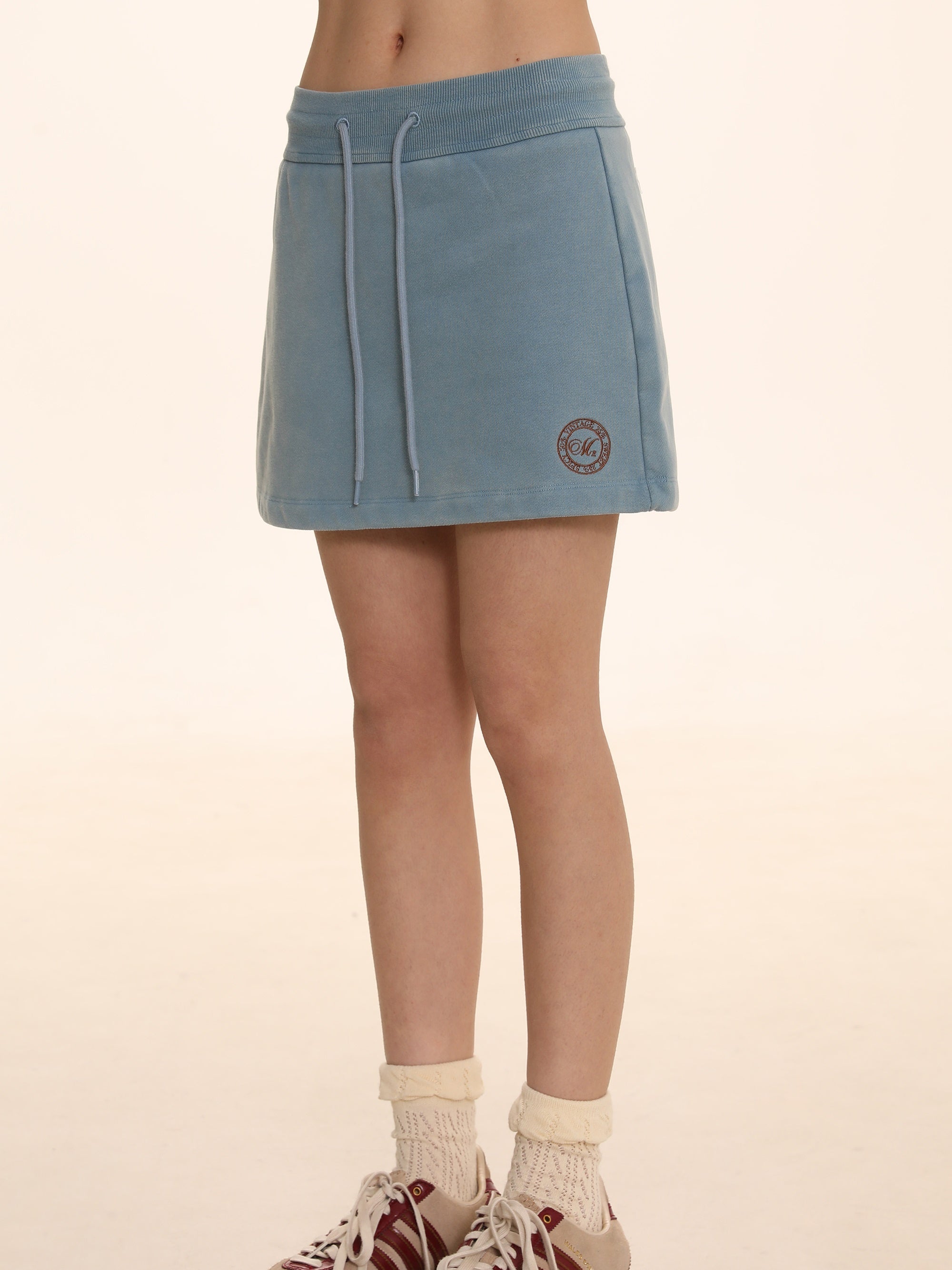 Embroidered A-Line Sweat Skirt - chiclara
