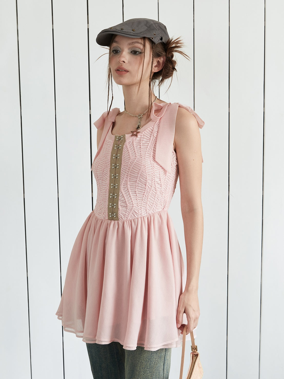 Elegant Ribbon Strap Sleeveless Dress - chiclara