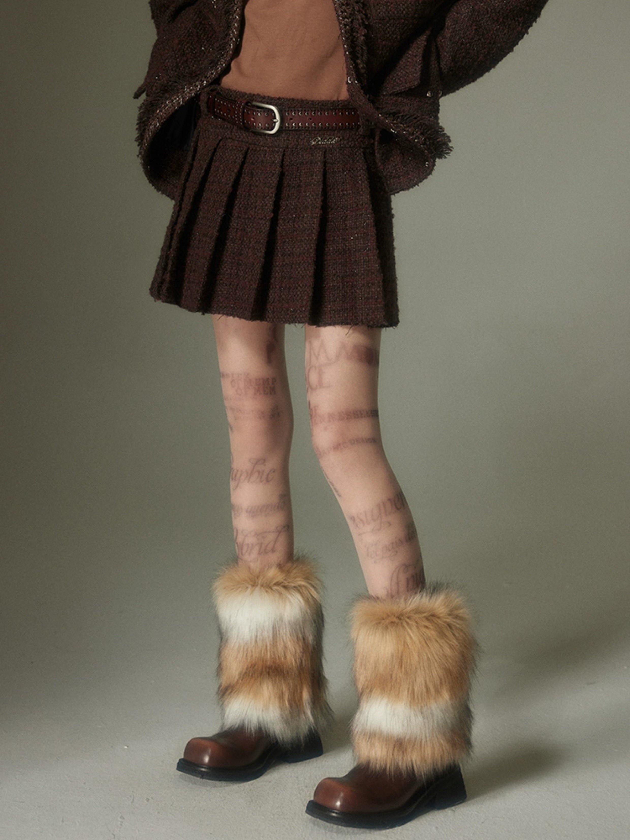 Glitter Tweed Jacket & Pleated Skirt Set - chiclara