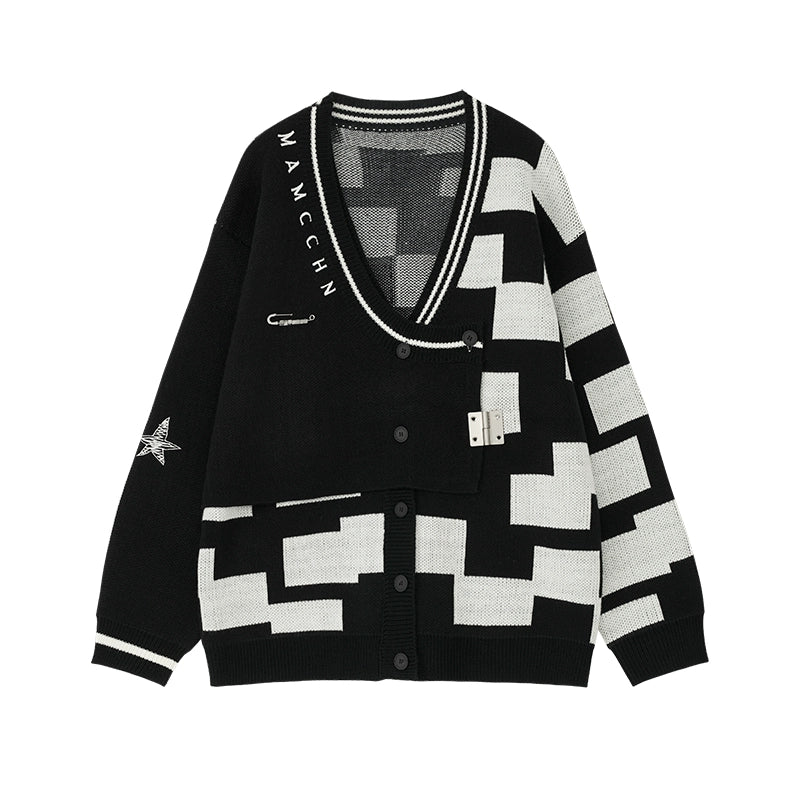Original Design Garbled Sweater Cardigan Top - chiclara