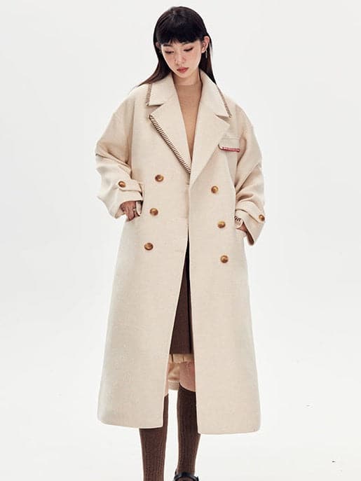 Dropped Shoulders Wool Coat - chiclara