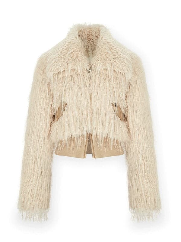 Long Hair Lapel Eco-Friendly Fur Jacket - chiclara