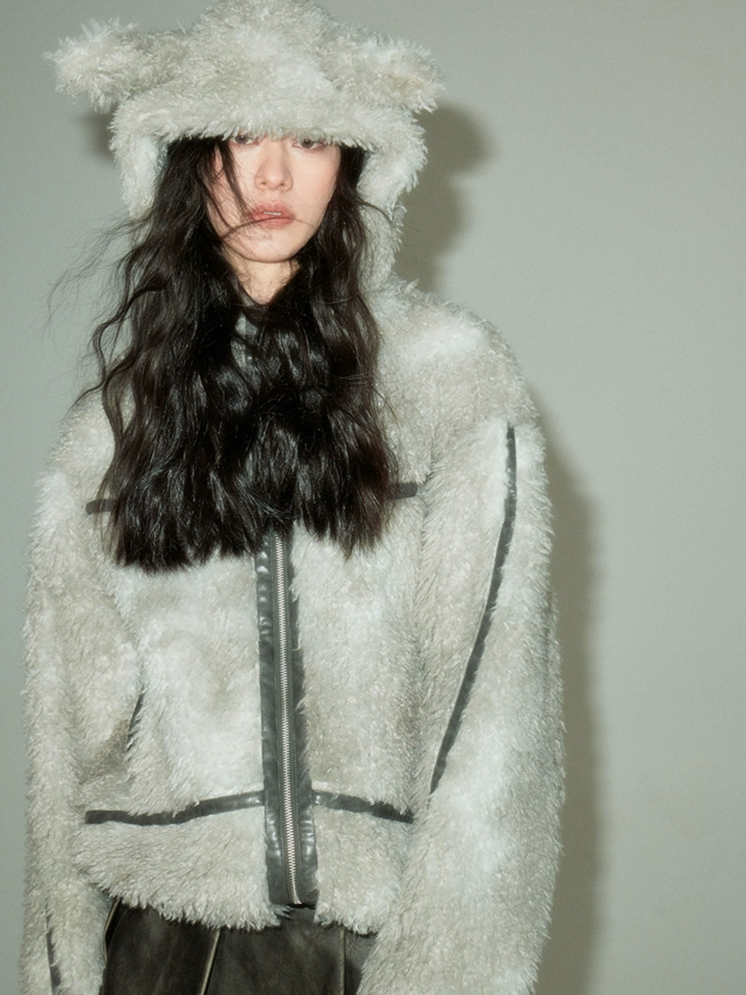 Sustainable Rabbit-Eared Fur Coat - chiclara