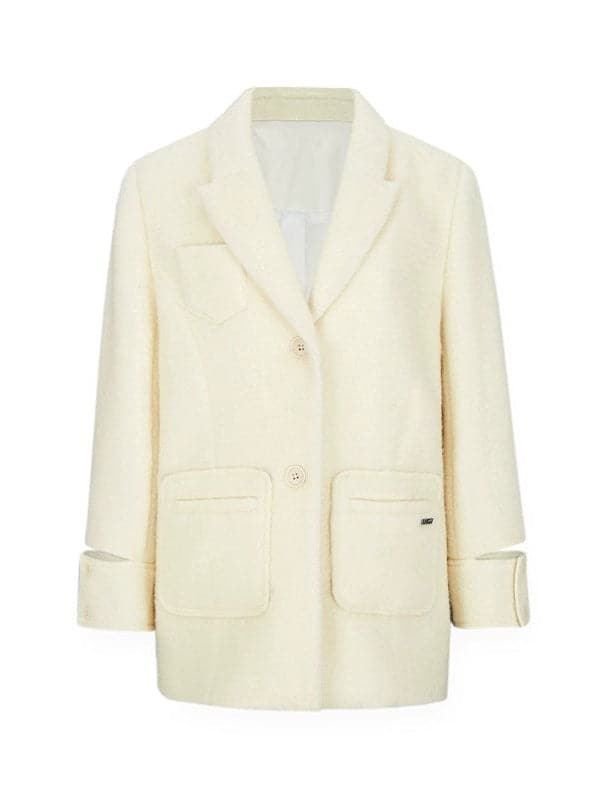 Slit Cuffs Wool Blend Oversize Jacket Coat - chiclara