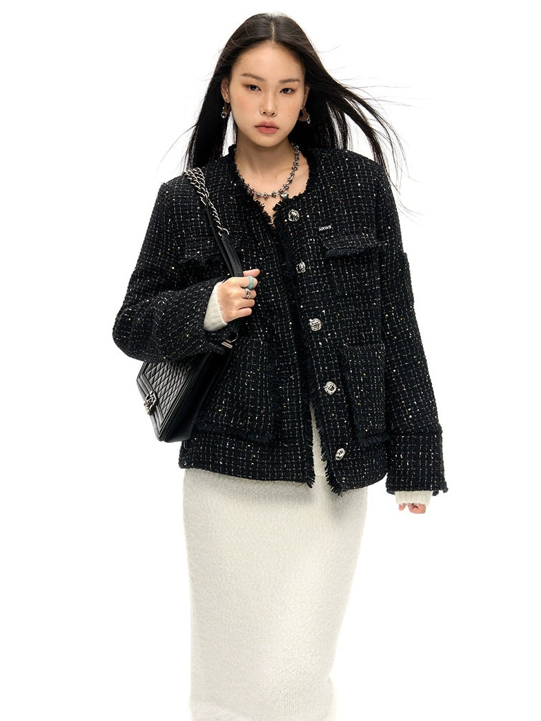 Sparkling Tweed Padded Jacket - chiclara