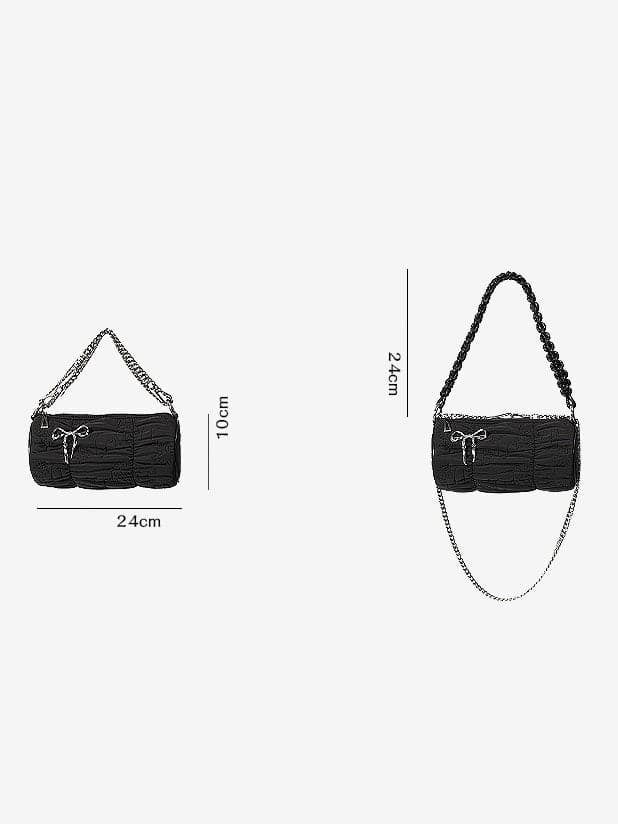 Compact Boston Bag With Shoulder Ribbon - chiclara