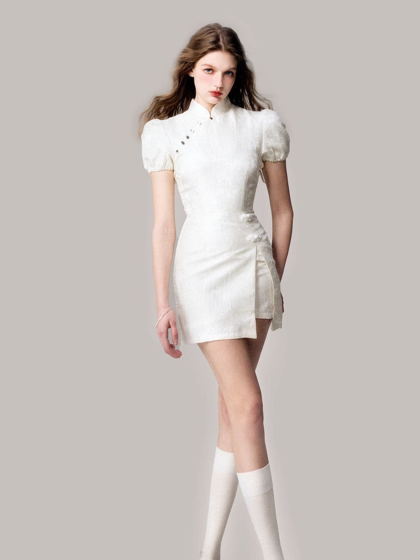 Elegant Chinese Jacquard Slim Dress - chiclara