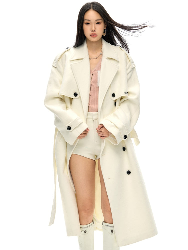 Trench Design Double-Breasted Long Coat - chiclara