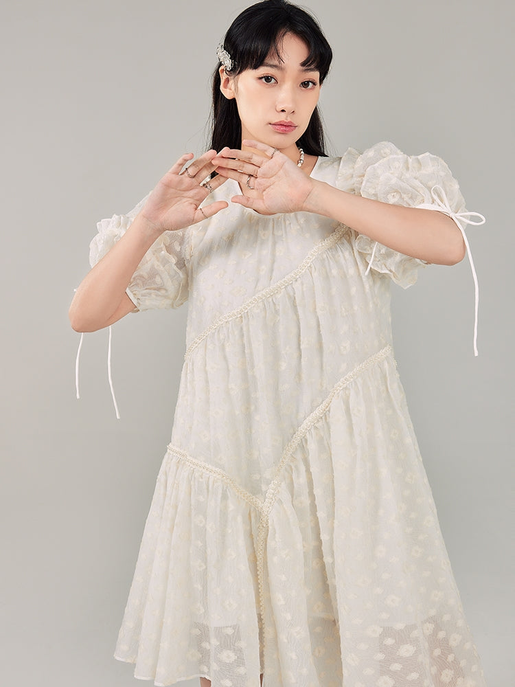 Irregular Jacquard Fairy Dress - chiclara