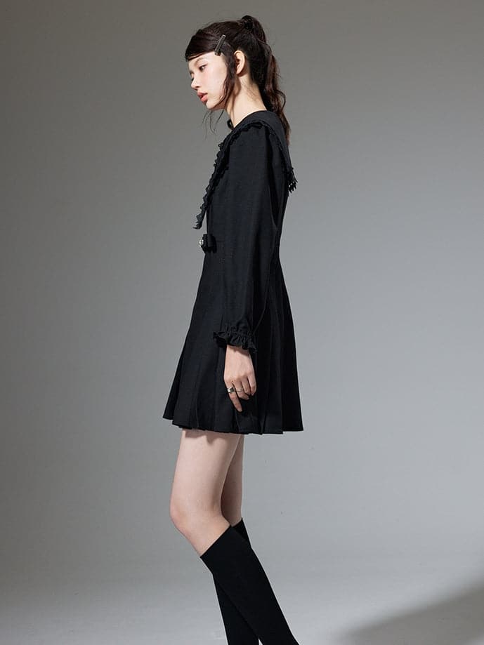 Black Lapel Dress - chiclara