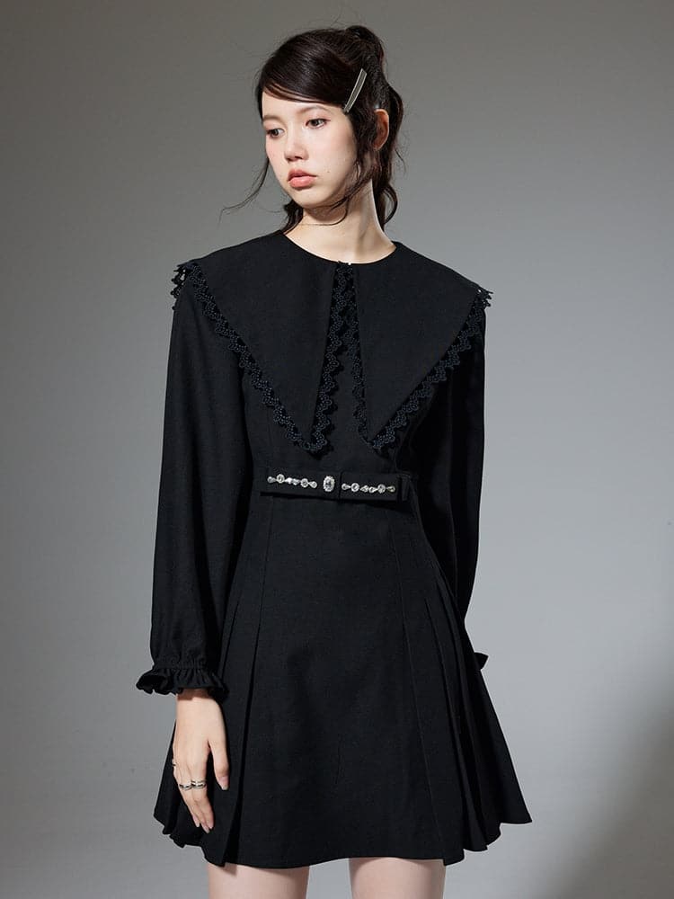 Black Lapel Dress - chiclara