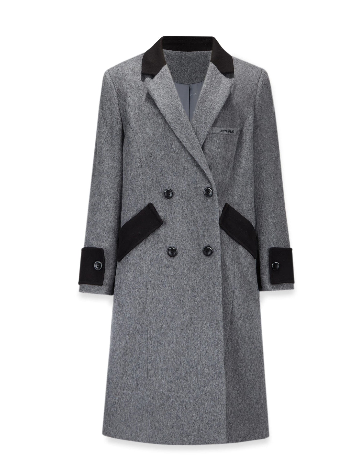 Retro Spliced Long Chester Coat - chiclara