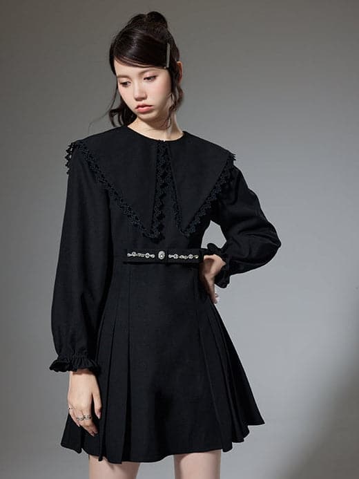 Black Lapel Dress - chiclara