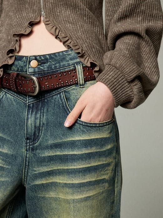 Retro Wide Leg Denim Jeans - chiclara