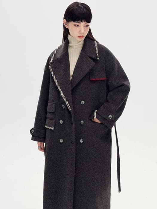 Dropped Shoulders Wool Coat - chiclara