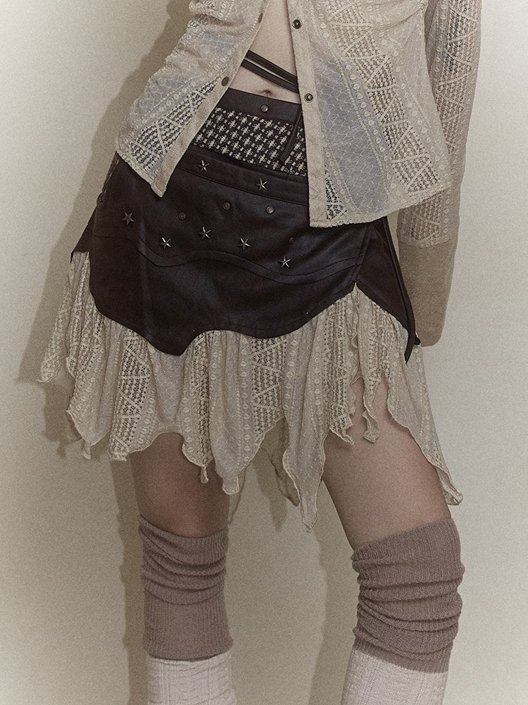Y2K Stitching Short Skirt - chiclara