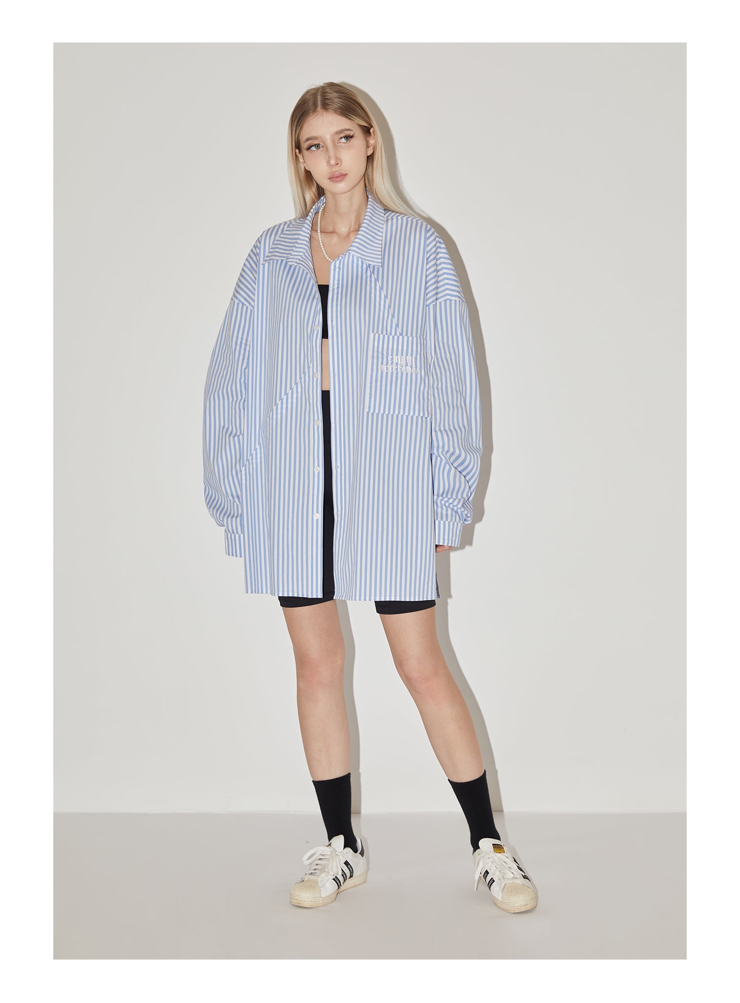 Structured Striped Long Sleeve Shirt - chiclara