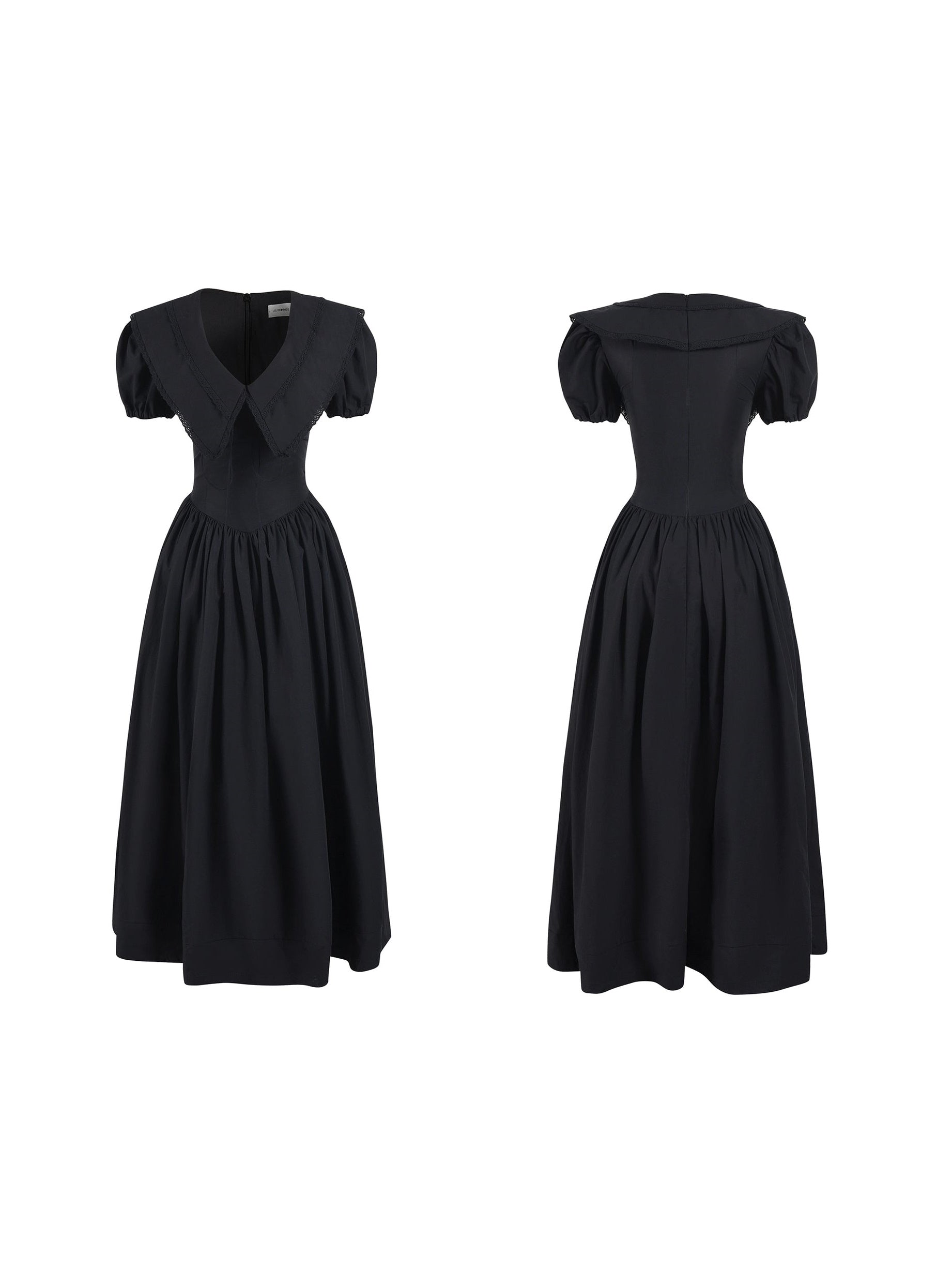 Elegant V-Neck Puff Sleeve Little Black Dress - chiclara