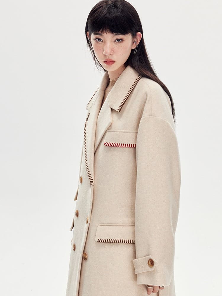 Dropped Shoulders Wool Coat - chiclara