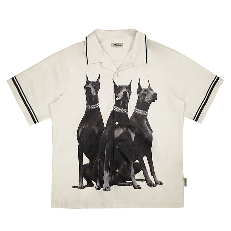 Doberman Print Short Sleeve Shirt - chiclara