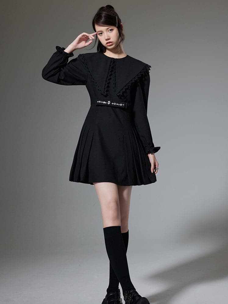 Black Lapel Dress - chiclara