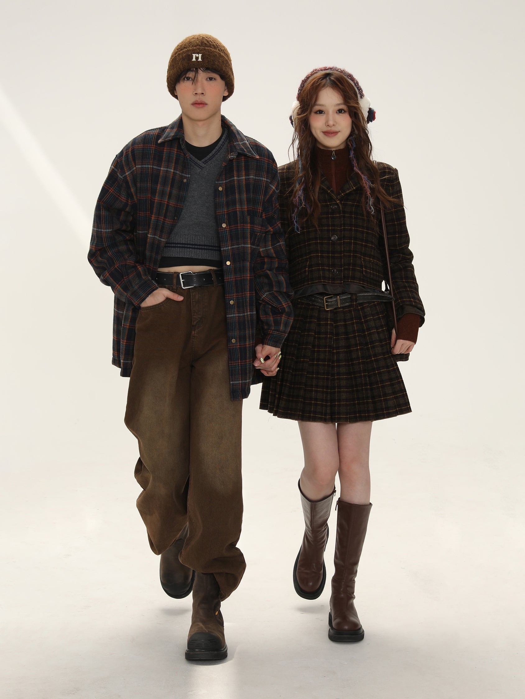 Wool Plaid Short Jacket - chiclara