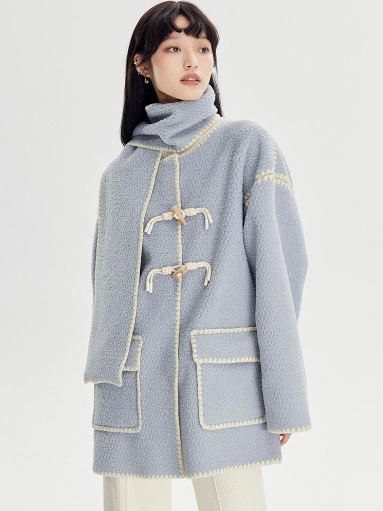 Embroidered Lamb Wool Shell Coat - chiclara