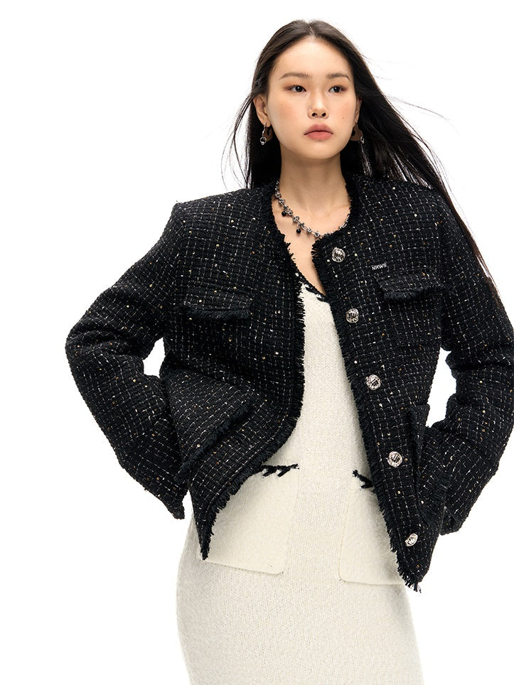 Sparkling Tweed Padded Jacket - chiclara