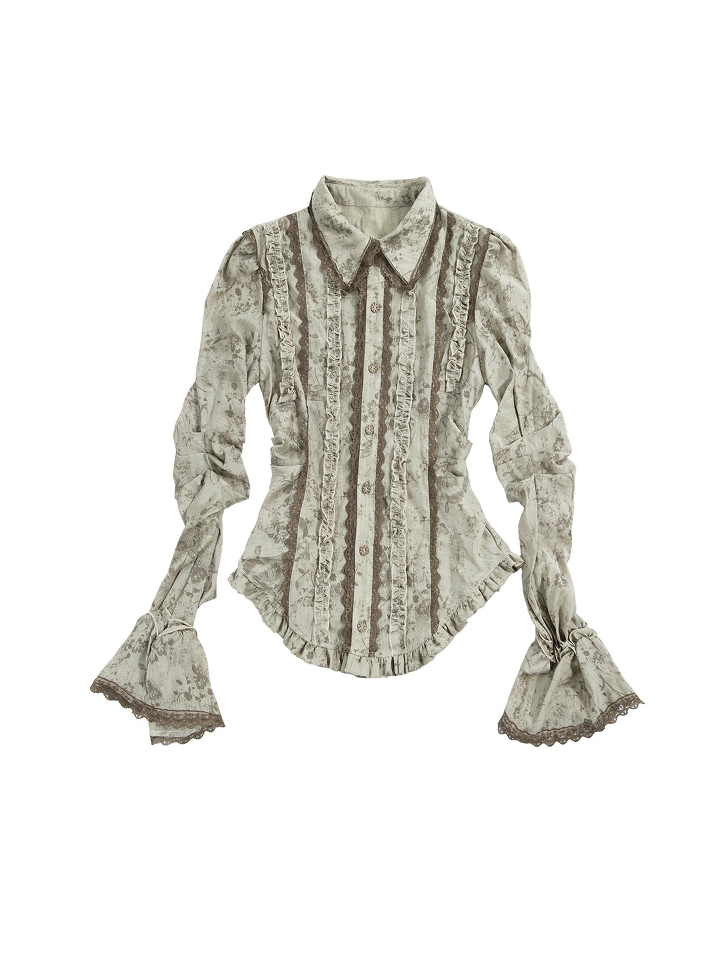 Lace Frill Stitch Romantic Shirt - chiclara