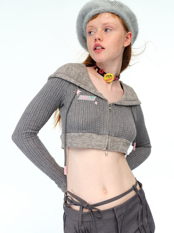 Knitted Zipper Cardigan - Long & Short Twist - chiclara