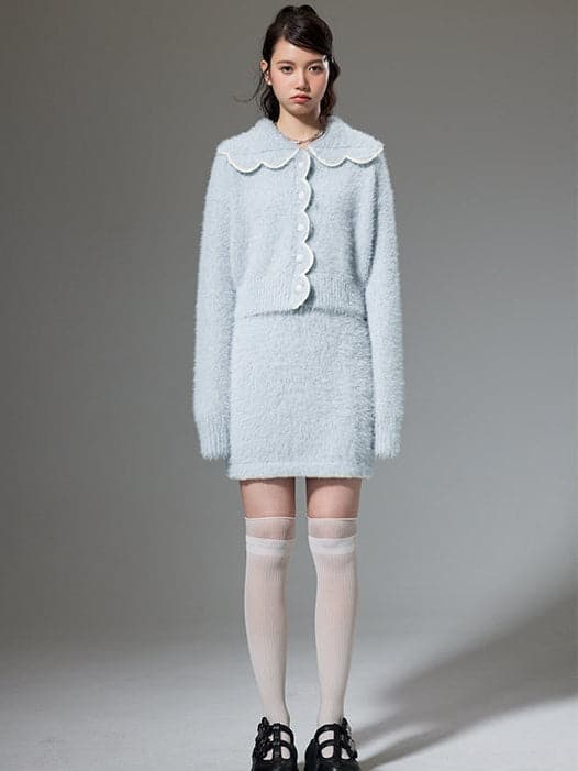 Cozy Knit Cardigan And Skirt Set - chiclara