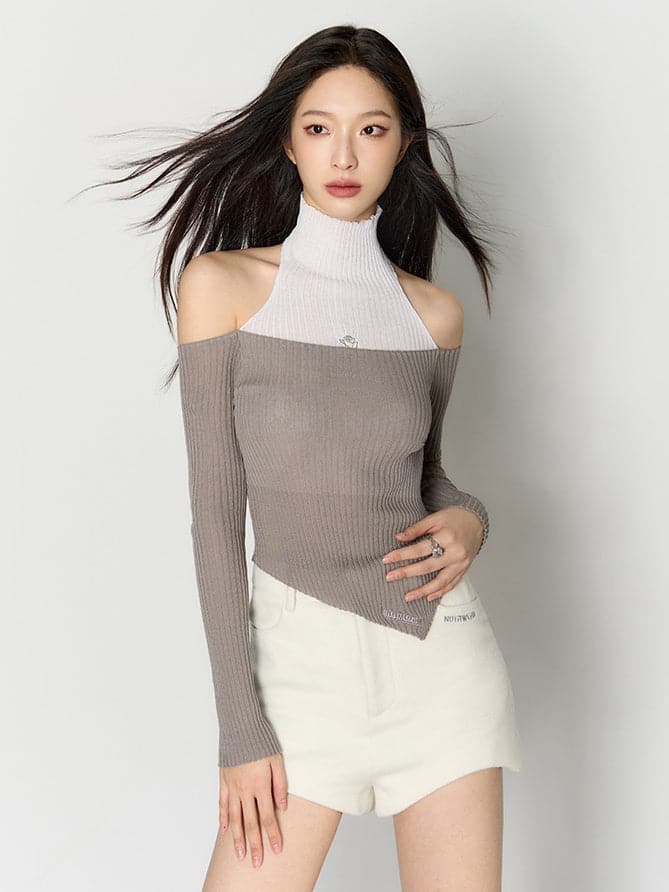 Fake Two-Piece Knitted Top - chiclara