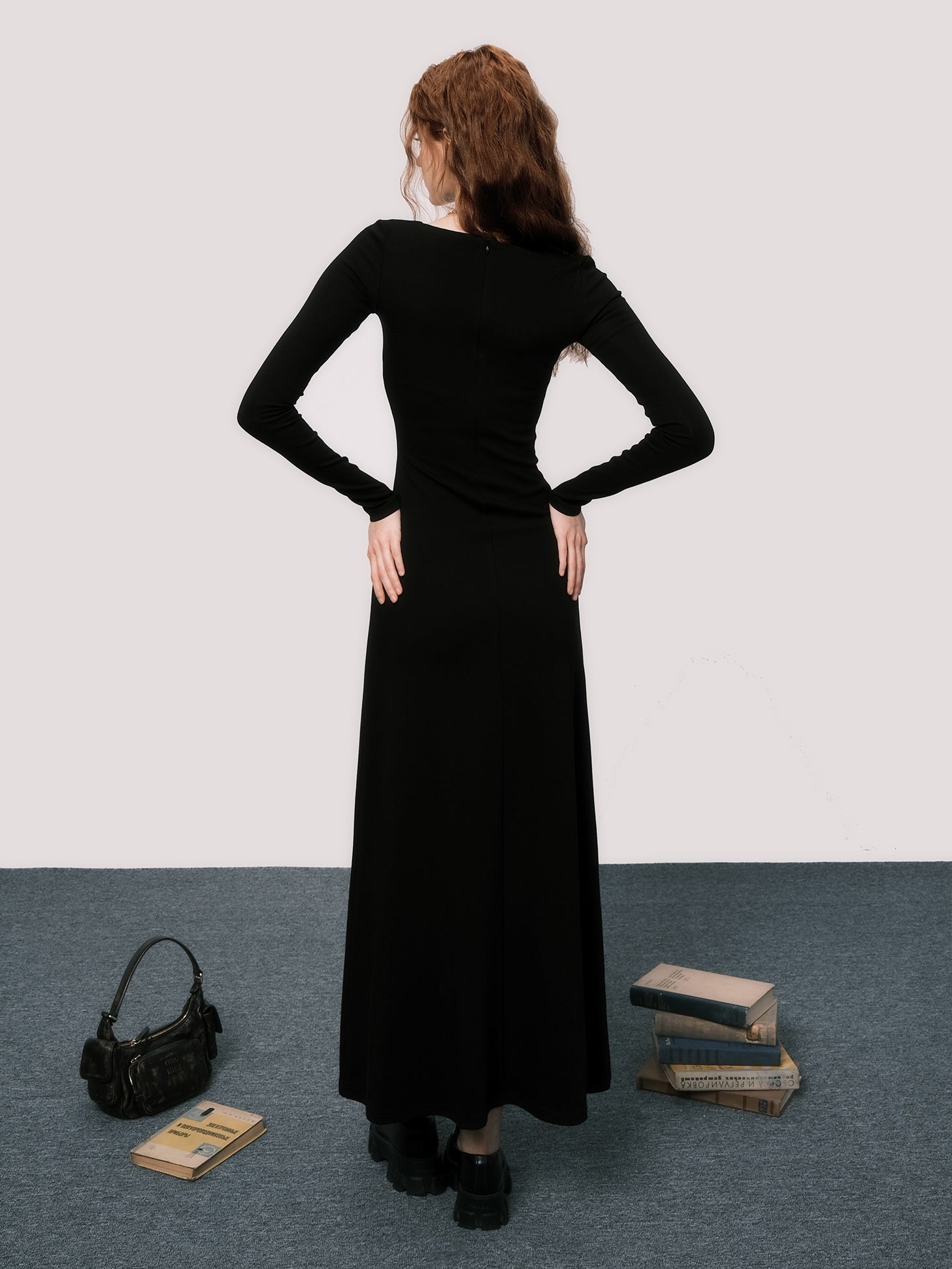 Elegant Square Collar Long Dress - chiclara