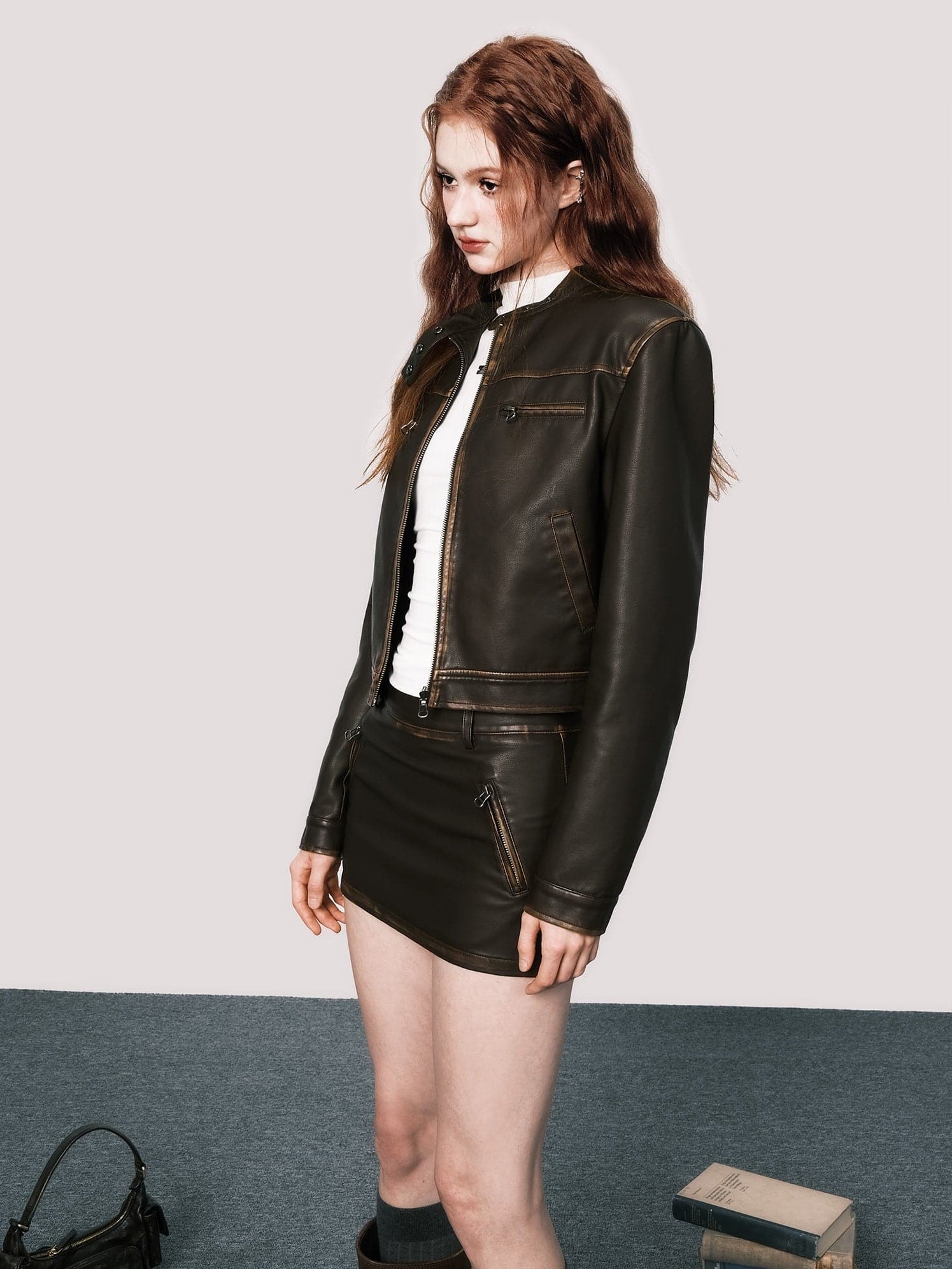 Vintage Leather Jacket & Micro Mini Skirt - chiclara