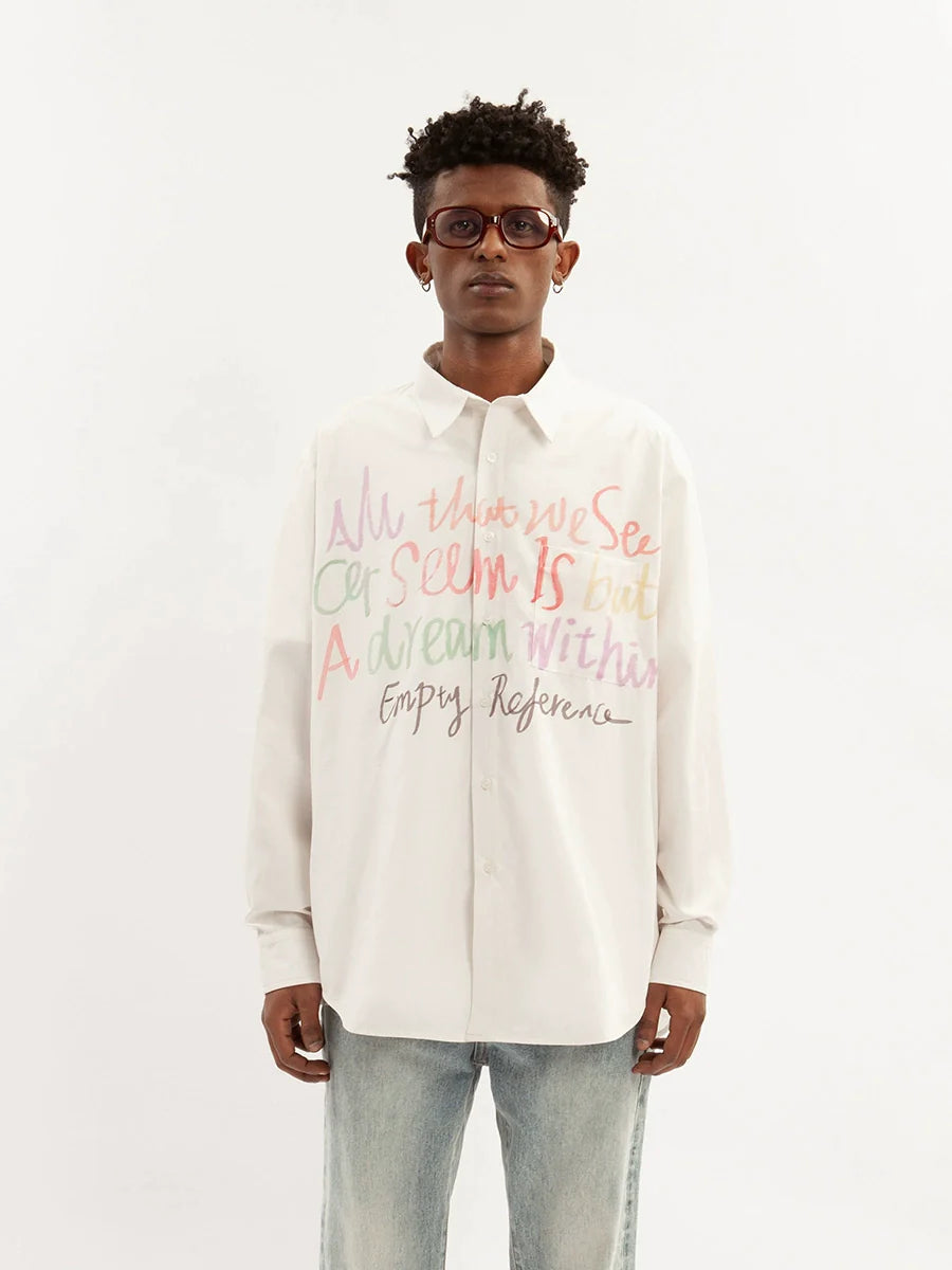 Graffiti Letter Print Long Sleeve Shirt - chiclara