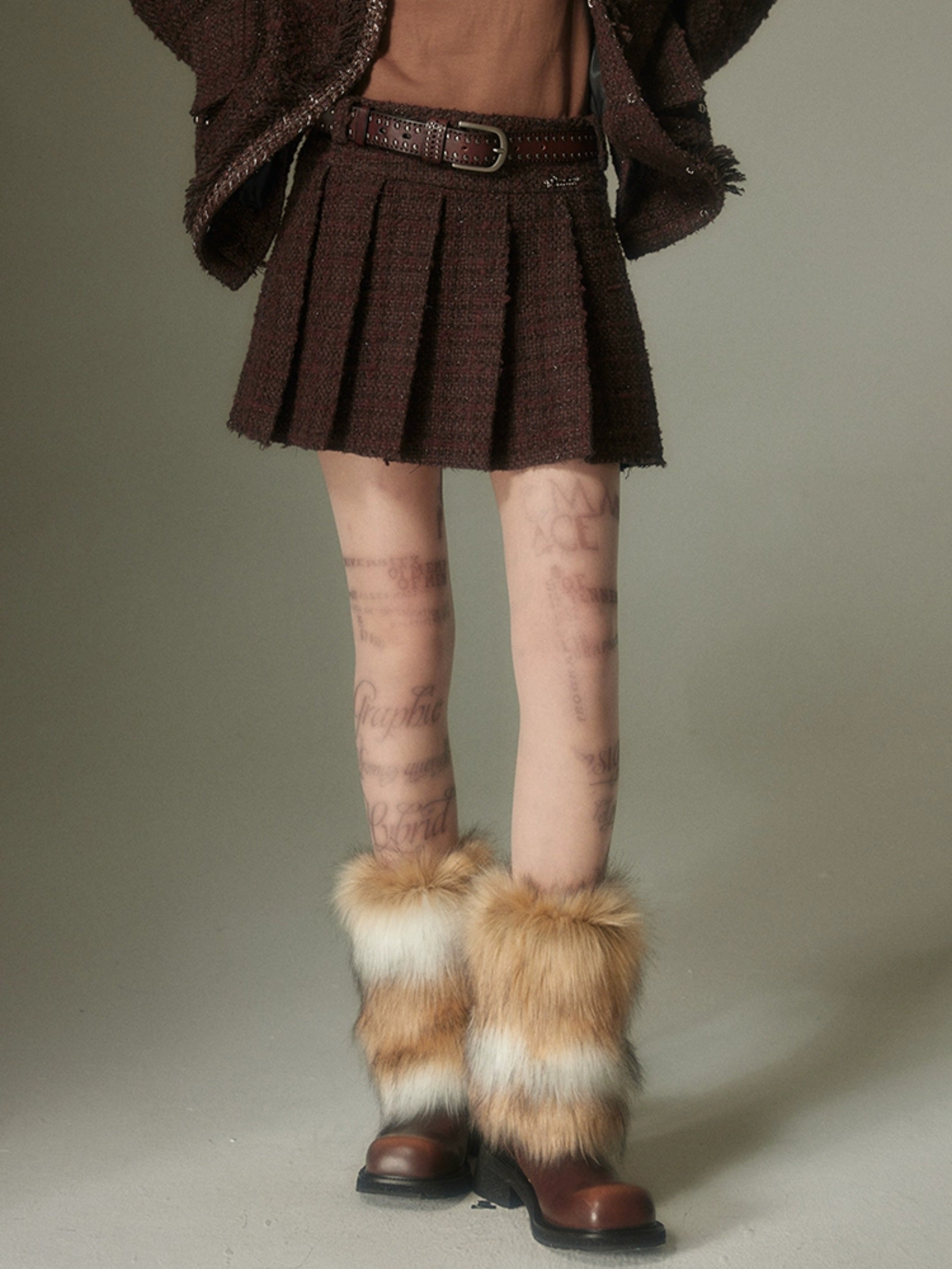 Glitter Tweed Jacket & Pleated Skirt Set - chiclara