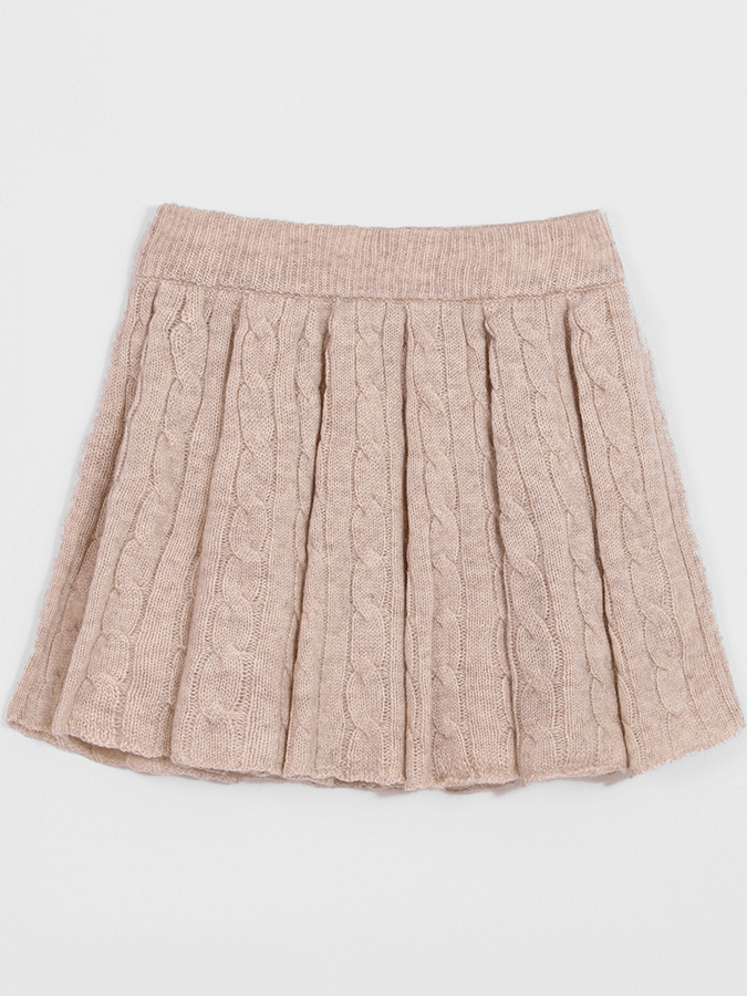 Pleated Knit Skirt & Twist Polo Sweater - chiclara