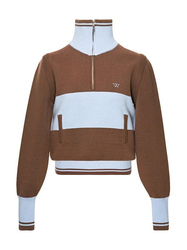 Detachable Sleeves Highneck Sweater - chiclara